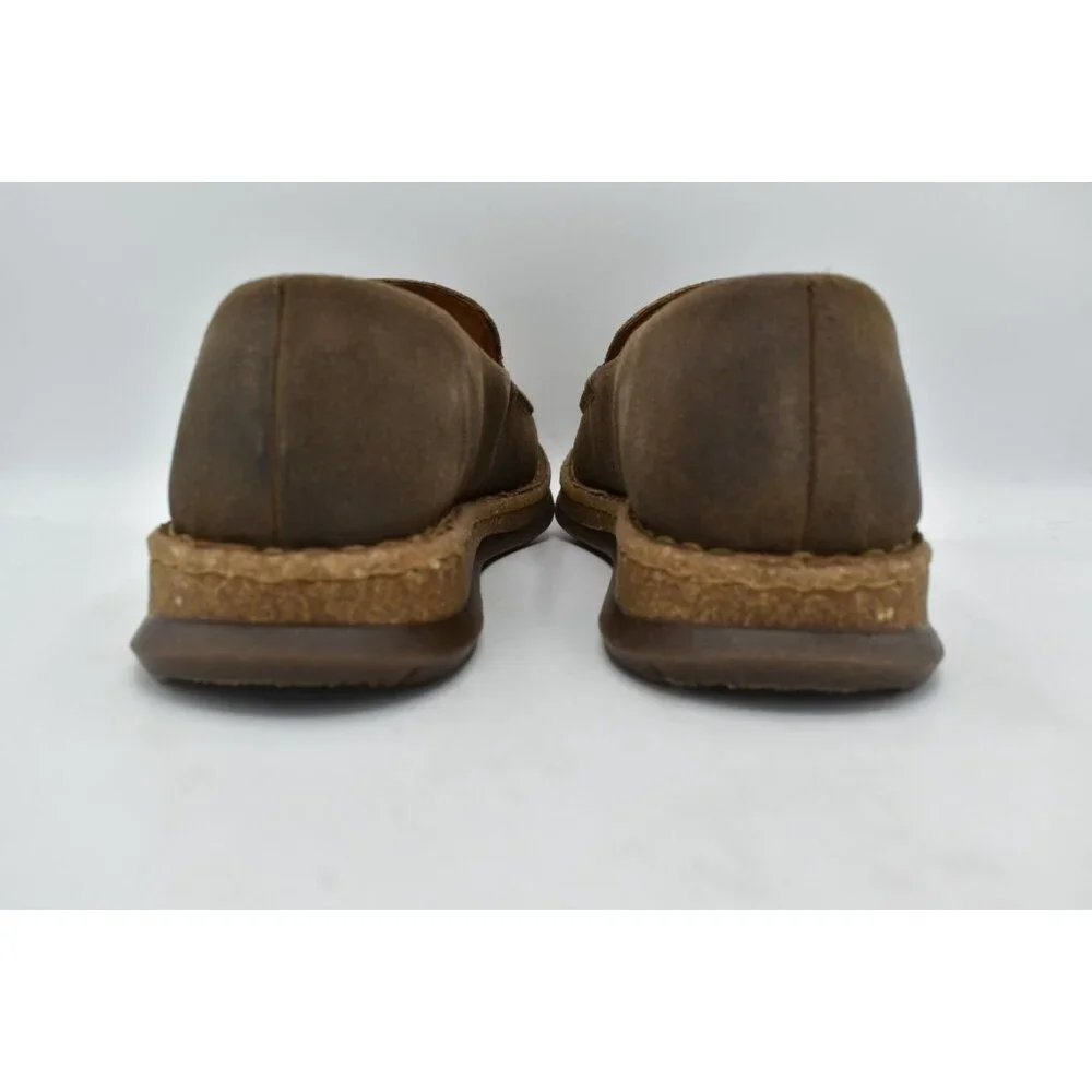 Born Mens Size 10.5 Baylor Taupe Distressed Suede Slip On‎ Loafers Shoes